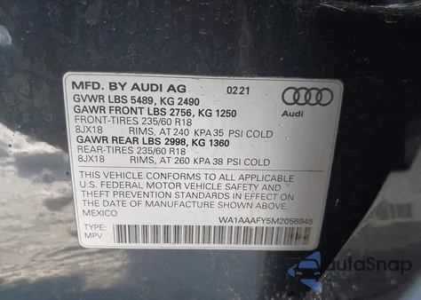 2021 Audi Q5 Premium 45 Tfsi Quattro S Tronic from USA, damaged, VIN WA1AAAFY5M2056945